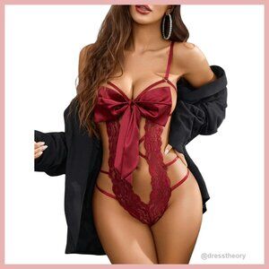 Floral Lace Teddy Bodysuit Babydoll Lingerie One Piece Nylon Spandex